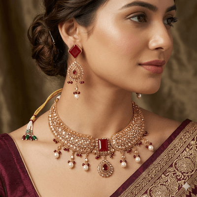 Original Pearl & Stone With High Gold Plating Neckpiece_img_1
